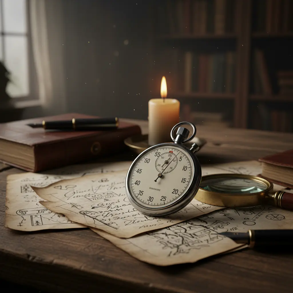 Stopwatch ticking next to cryptic clues