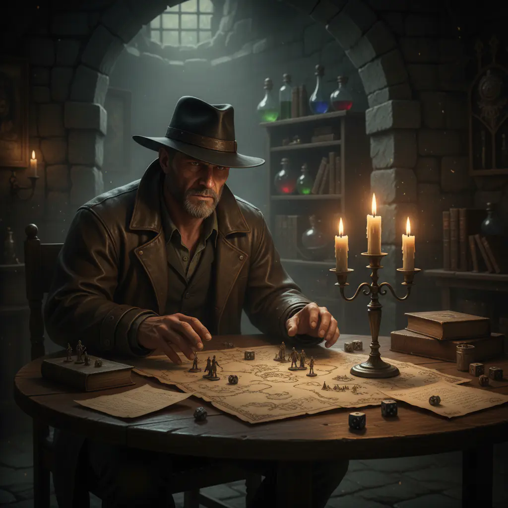 Game Master in dim lighting